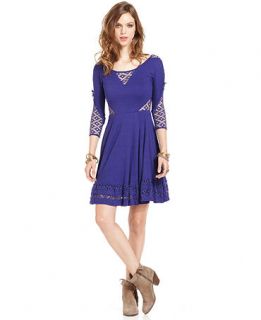 Free People To The Point Three Quarter Sleeve Lace Dress   Dresses   Women