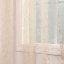Signature Havannah Natural 108 inch Striped Linen and Voile Weaved Sheer Curtains EFF Sheer Curtains