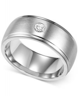 Triton Mens Diamond Ring, White Tungsten Carbide Diamond Wedding Band (1/10 ct. t.w.)   Rings   Jewelry & Watches