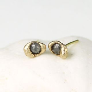 sunken grey diamond stud earrings by tamara gomez