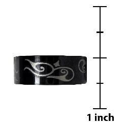 Men's Titanium Black plated Flowing Tribal Design Ring Men's Rings