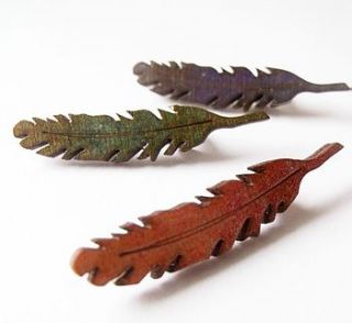 wooden feather brooch by matin lapin