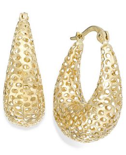 14k Gold Earrings, Diamond Cut Mesh Puff Earrings   Earrings   Jewelry & Watches