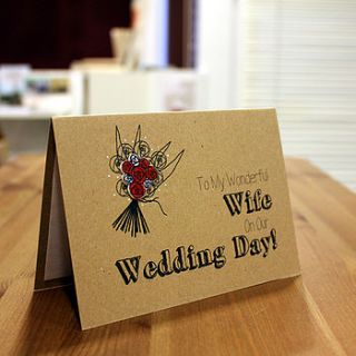'to my wonderful wife' wedding day card by little silverleaf