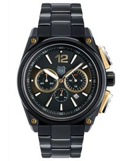 Andrew Marc Watch, Mens Chronograph GIII Racer Black Ion Plated Stainless Steel Bracelet 47mm A21501TP   Watches   Jewelry & Watches