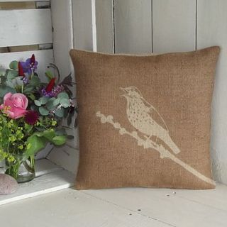 ' song thrush ' cushion by rustic country crafts