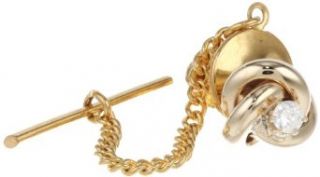 Stacy Adams Men's Knot Tie Tac With Crystal, Gold, One Size Clothing