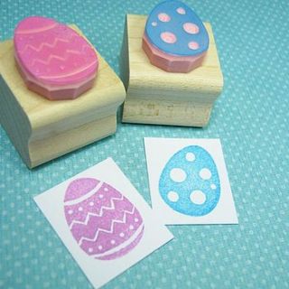 easter egg hand carved rubber stamp by skull and cross buns