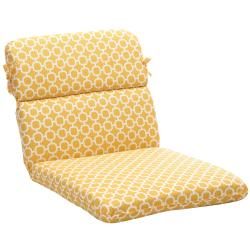 Rounded Yellow/ White Geometric Outdoor Chair Cushion Pillow Perfect Outdoor Cushions & Pillows