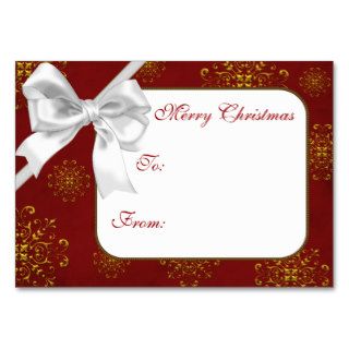 Red & Gold Christmas Gift Tags Business Card Template