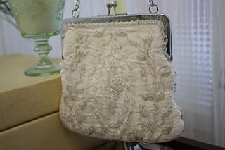 vintage 1960s white beaded evening bag by luxe bridal