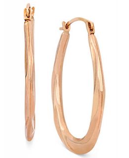 10k Rose Gold Earrings, Oval Swirl Hoop Earrings   Earrings   Jewelry & Watches