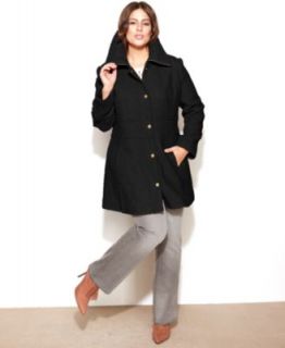 DKNY Plus Size Ruffle Front Walker Coat   Coats   Women