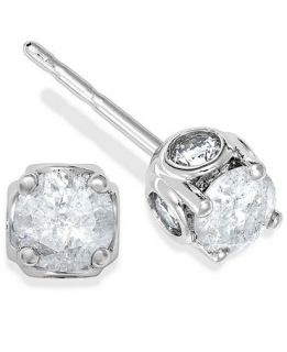 Diamond Earrings, 14k White Gold Diamond Spiral Bezel Earrings (3/8 ct. t.w.)   Earrings   Jewelry & Watches