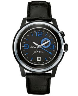 Breil Watch, Mens Orchestra GMT Dual Time Black Croc Leather Strap 45mm TW1194   Watches   Jewelry & Watches
