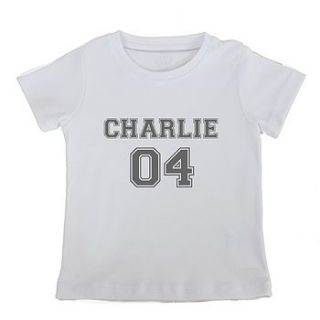 personalised number short sleeved t shirt by a for angels