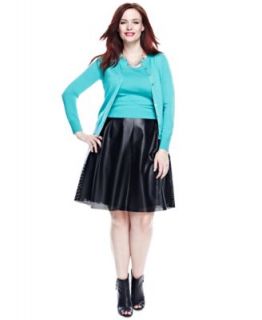 Calvin Klein Plus Size Mixed Media Top & A Line Skirt   Plus Sizes