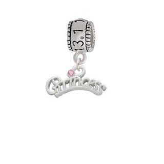 Silver Princess with Pink Crystal Half Marathon Charm Bead Delight & Co. Jewelry