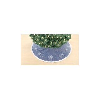 Ty Pennington Style Winters Night 48in Tree Skirt   Blue Satin with Snowflakes  Christmas Tree Skirts  