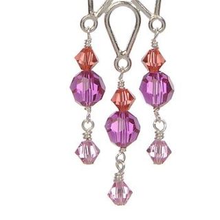 pink swarovski crystal chandelier earrings by yarwood white