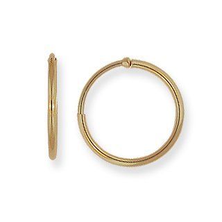14k Yellow Gold Medium to Large (M/L) Size 1 1/4" (30mm) Non Pierced Hoop Earrings, HypoAllergenic Jewelry