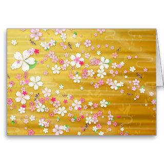 Gold Sakura Kimono Greeting Card