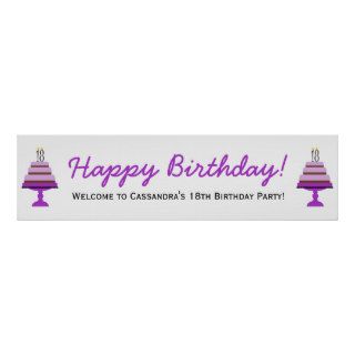 Purple Cake 18th Birthday Party Banner Poster