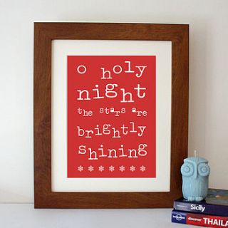 'o holy night' christmas print by hope and love