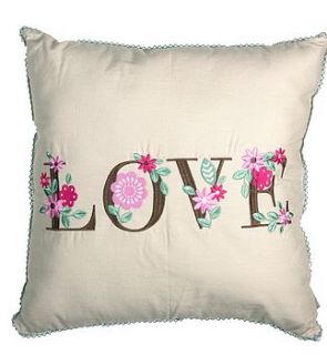 appliqued 'love' cushion by the contemporary home