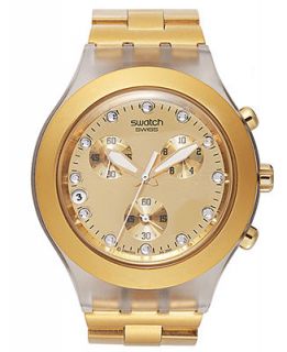 Swatch Watch, Unisex Swiss Chronograph Full Blooded Gold Tone Aluminum Bracelet 43mm SVCK4032G   Watches   Jewelry & Watches