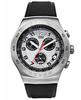 Swatch Watch, Mens Swiss Chronograph Style Driver Black Textured Rubber Strap 47mm YOS433   Watches   Jewelry & Watches