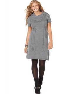Love Squared Plus Size Dress, Short Sleeve Cable Sweaterdress   Dresses   Plus Sizes