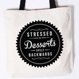 'stressed desserts' canvas tote bag by rock the custard