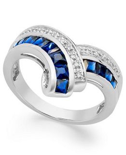 Sterling Silver Ring, Sapphire (1 1/4 ct. t.w) and Diamond Accent Ring   Rings   Jewelry & Watches