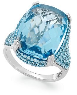 Kaleidoscope Sterling Silver Ring, Aqua Swarovski Crystal Ring (11 5/8 ct. t.w.)   Rings   Jewelry & Watches