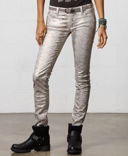 Denim & Supply Ralph Lauren Metallic Low Rise Skinny Jeans, Montrose Wash   Jeans   Women