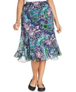 Modamix Plus Size Floral Print High Low Skirt   Plus Sizes