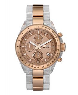 Fossil Chronograph Clear Plastic and Rose Gold Plated Stainless Steel Bracelet Watch CH2680   Watches   Jewelry & Watches