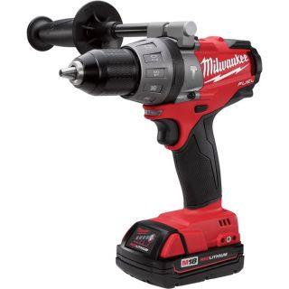 Milwaukee M18 Fuel Hammer Drill Kit — 1/2in. Chuck, M18 Compact RedLithium Batteries, Model# 2604-22CT  Cordless Drills