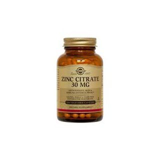 Solgar Zinc Citrate 30 mg Vegetable Capsules, 100 V Caps 30 mg (Pack of 2) Health & Personal Care