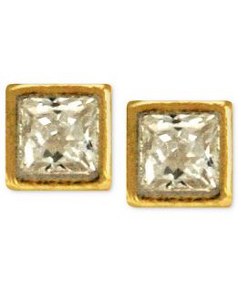 Childrens 14k Gold Earrings, Cubic Zirconia Accent   Earrings   Jewelry & Watches