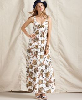 Tommy Hilfiger Dress, Sleeveless Printed Long V Neck Maxi   Dresses   Women