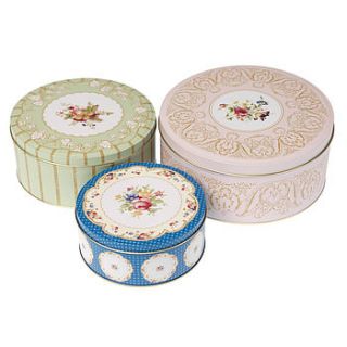 country style set of three storage cake tins by this is pretty