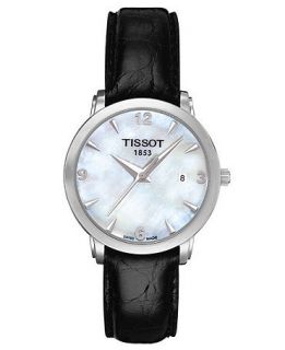 Tissot Watch, Womens Swiss Everytime Black Leather Strap T0572101611700   Watches   Jewelry & Watches