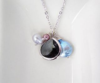 silver pastel blue pearl charm necklace by misskukie