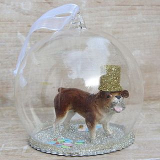 ornamental bulldog christmas globe by horsfall & wright