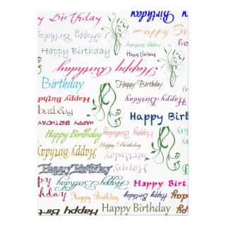 Repeating Colorful Happy Birthday Wishes Print Custom Invites