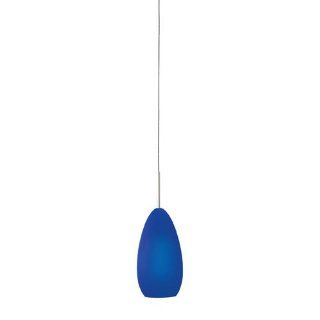 LBL Lighting HS242BUSCLEDMPT Tear SII LED Low Voltage Pendant, Satin Nickel Finish with Blue Glass Shade   Ceiling Pendant Fixtures  