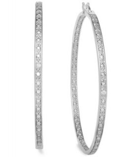 Victoria Townsend Sterling Silver Earrings, Diamond Accent In and Out Hoop Earrings   Earrings   Jewelry & Watches