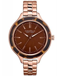 Caravelle New York by Bulovas Womens Rose Gold Tone Stainless Steel Bracelet Watch 37mm 44L128   Watches   Jewelry & Watches